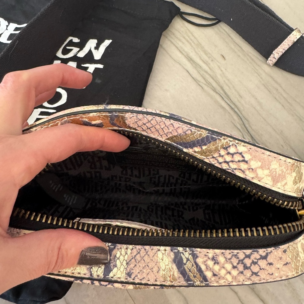 Kurt Geiger Pink and Cream Snakeskin Crossbody Bag - Picture 3 of 4